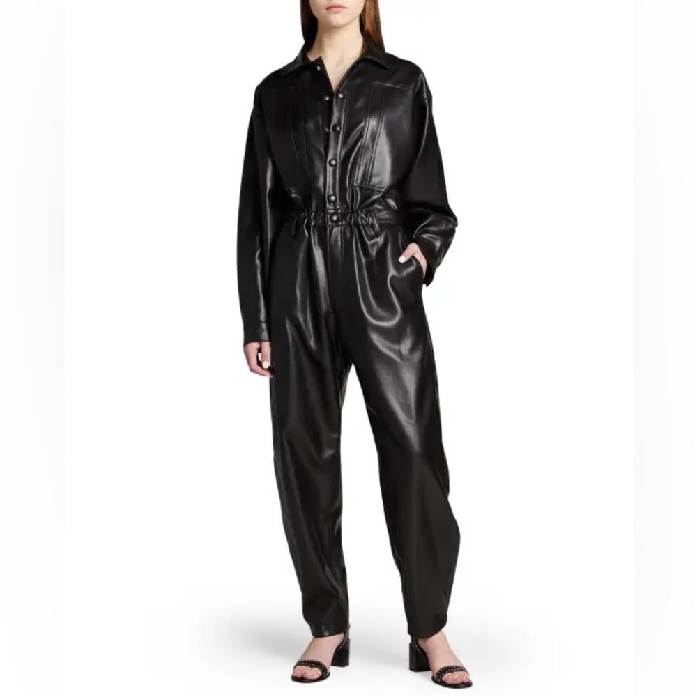 Agolde Vegan Leather 80s Waisted Jumpsuit Detox 12 $450